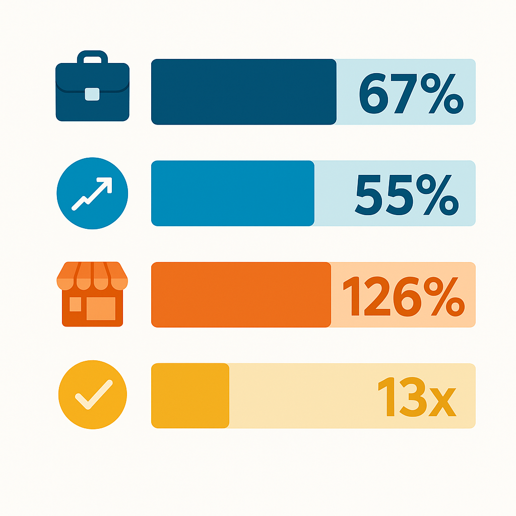 Business blogging statistics infographic showing lead generation and traffic growth benchmarks for 2026