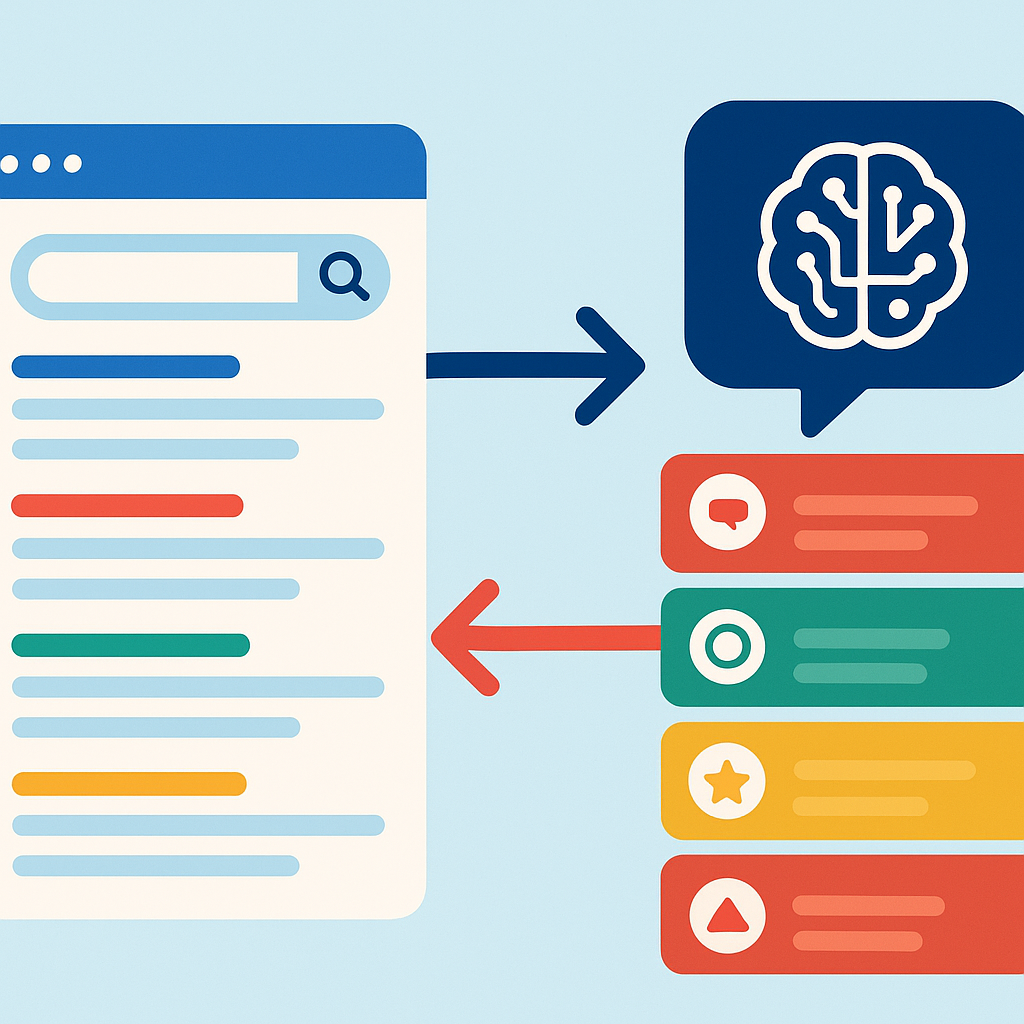 Enterprise SEO strategy diagram showing traditional search and AI search visibility as parallel channels