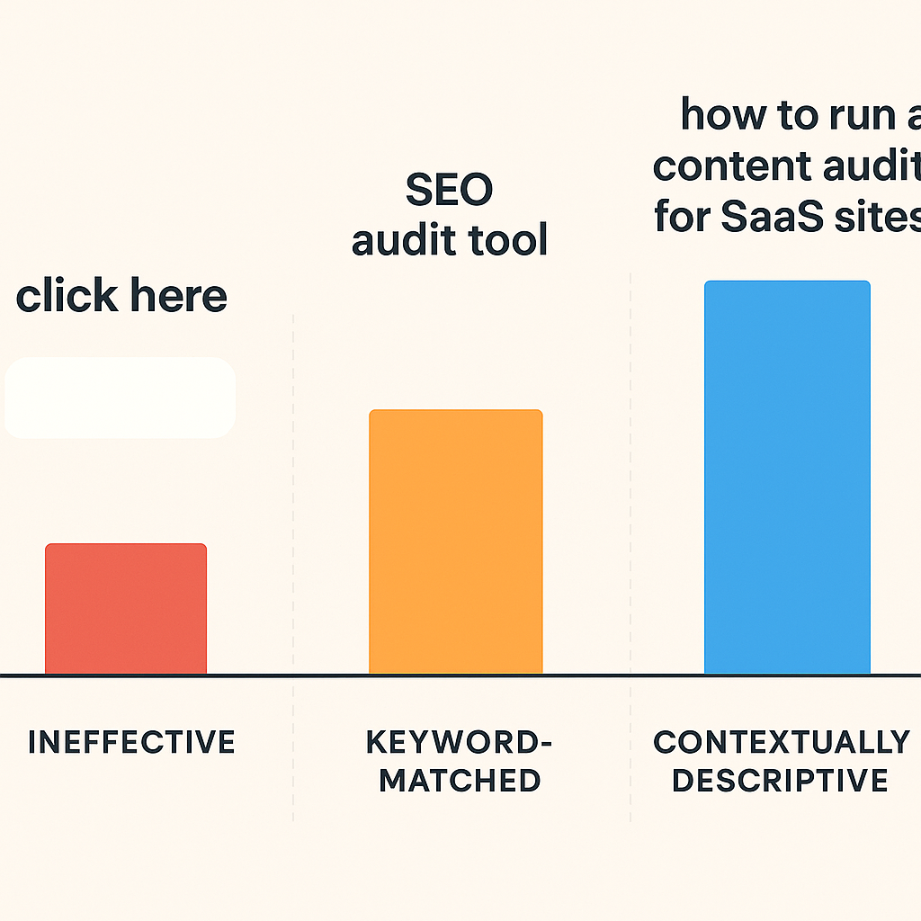 infographic comparing anchor text types and their SEO impact from generic to descriptive
