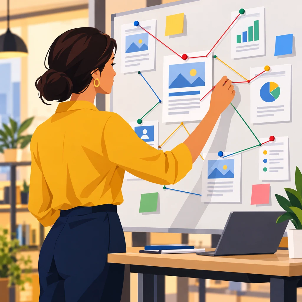 SEO manager mapping backlinks to target pages while planning a link building campaign
