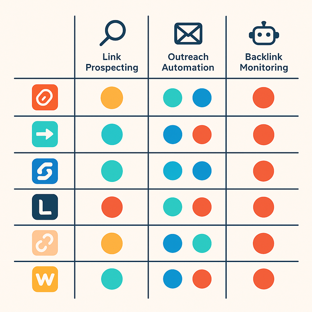 Backlink automation software comparison matrix across prospecting, outreach, monitoring, and AI search citation dimensions